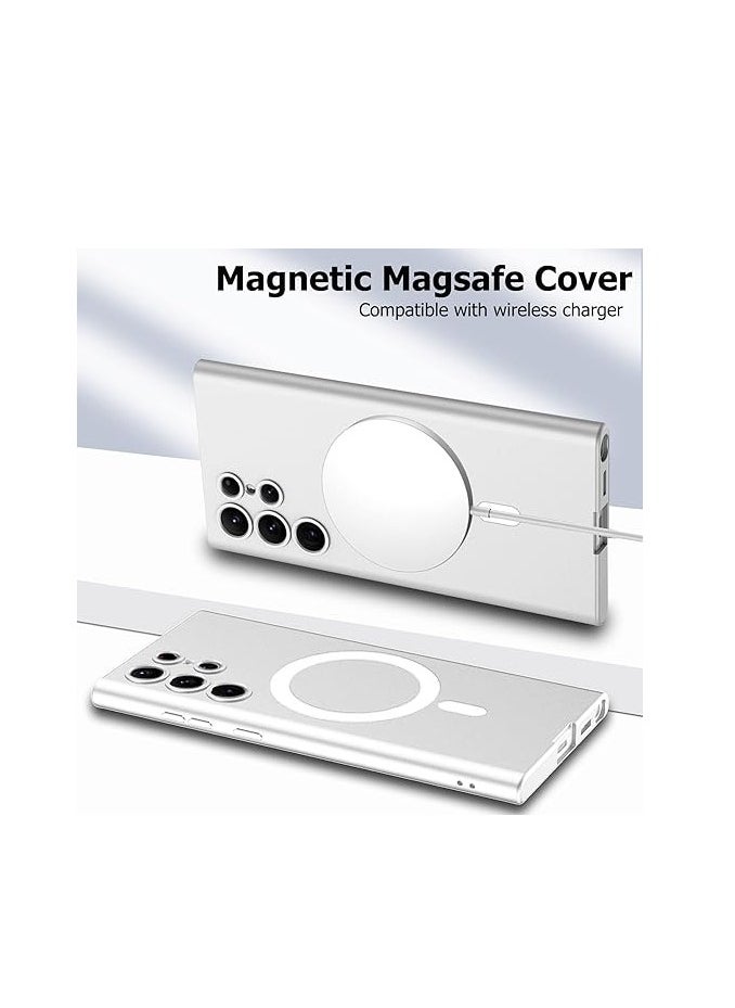 Case - Magnetic Case for Samsung Galaxy S24 Ultra Case for Women Men Compatible with Magsafe, Soft TPU Shockproof Protective Case with Camera Protector - Silver - Image 1