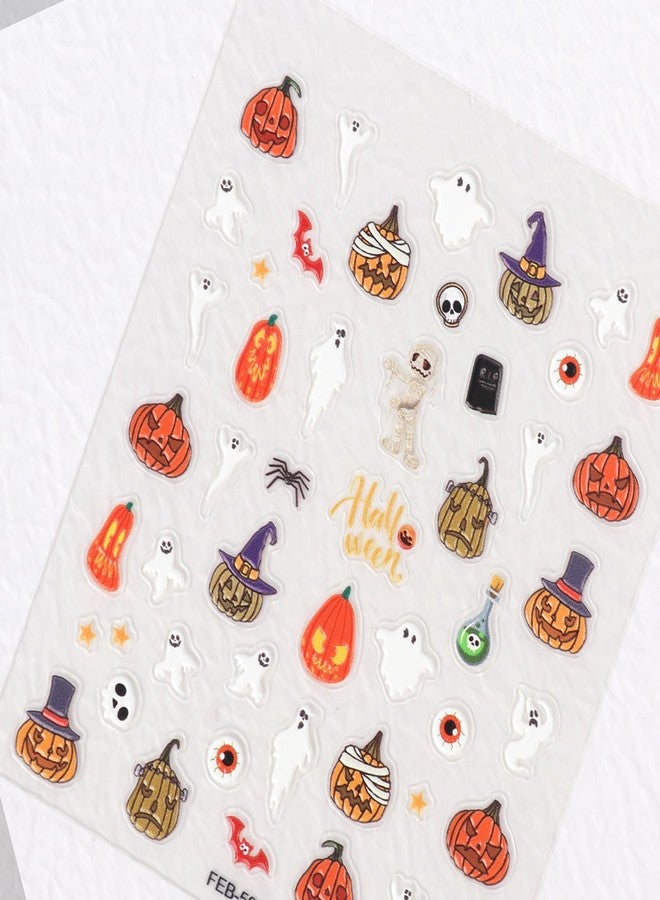 Charmark Halloween Nail Art Stickers Decals 5D Gel Nail Colorful Ghosts Pumpkin Designs Nail Art Accessories Self Adhesive Nail Art Supplies Gel Nail Stickers for Women - Image 5
