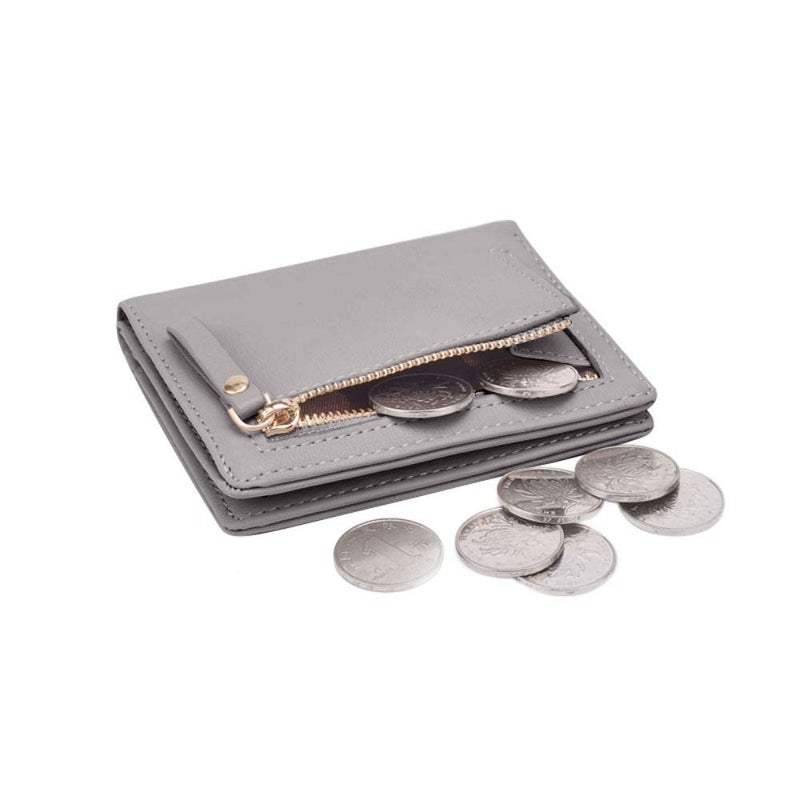 AnnabelZ Women Wallet Small Bifold Soft Leather Pocket Wallet Ladies Mini Short Purse(Grey) - Image 2