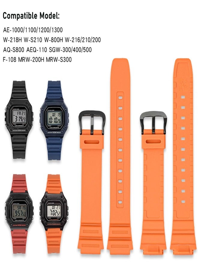 Lijinlan Natural Resin Replacement Watch Band Compatible with Casio W218H W-219H AE1200WH AE-1300WH W800H SGW-300H F-108WH Waterproof Rubber strap (Black) - Image 5