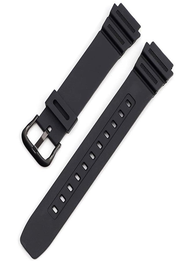 Lijinlan Natural Resin Replacement Watch Band Compatible with Casio W218H W-219H AE1200WH AE-1300WH W800H SGW-300H F-108WH Waterproof Rubber strap (Black) - Image 2