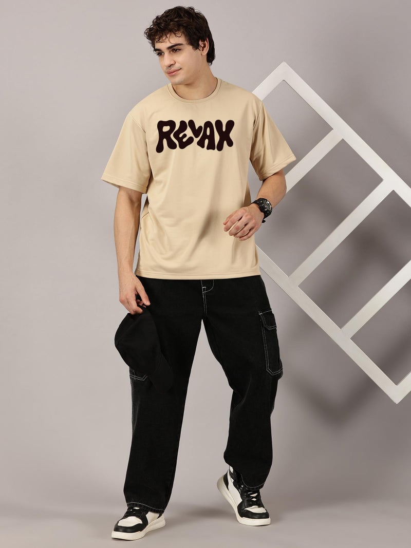 RodZen Men's Cotton Round Neck Printed Oversized Loose Fit T-Shirt (in, Alpha, 2XL, Cream) - Image 5