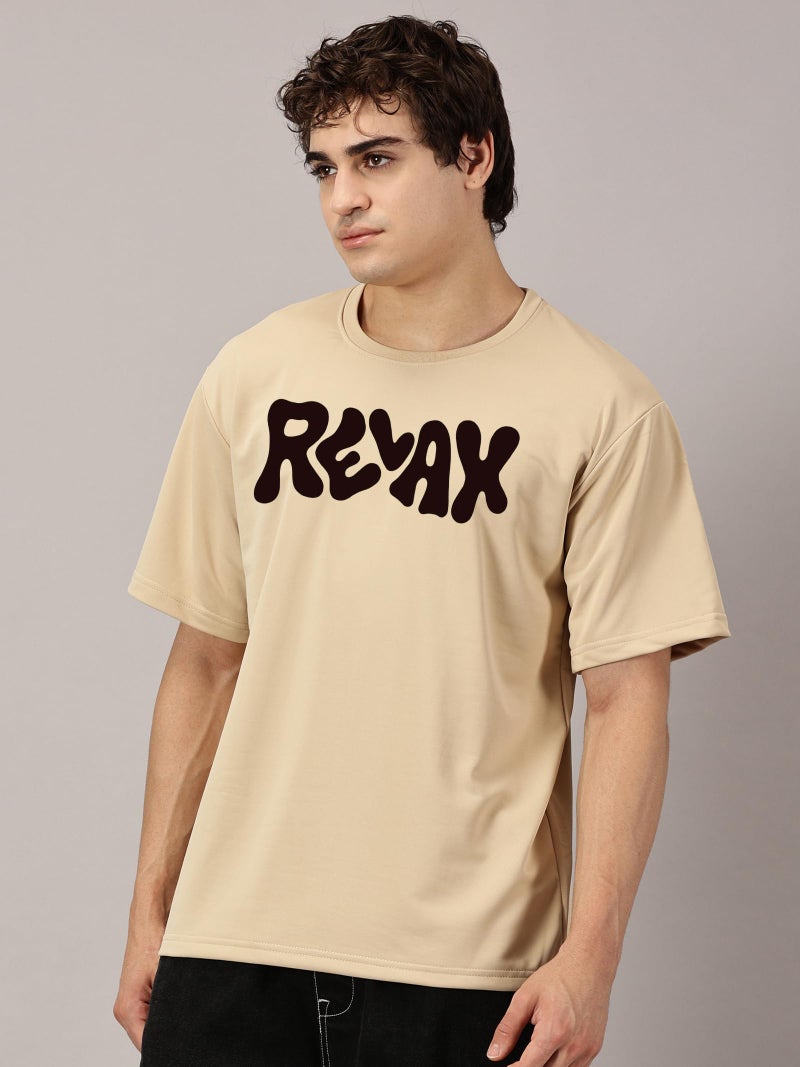 RodZen Men's Cotton Round Neck Printed Oversized Loose Fit T-Shirt (in, Alpha, 2XL, Cream) - Image 4