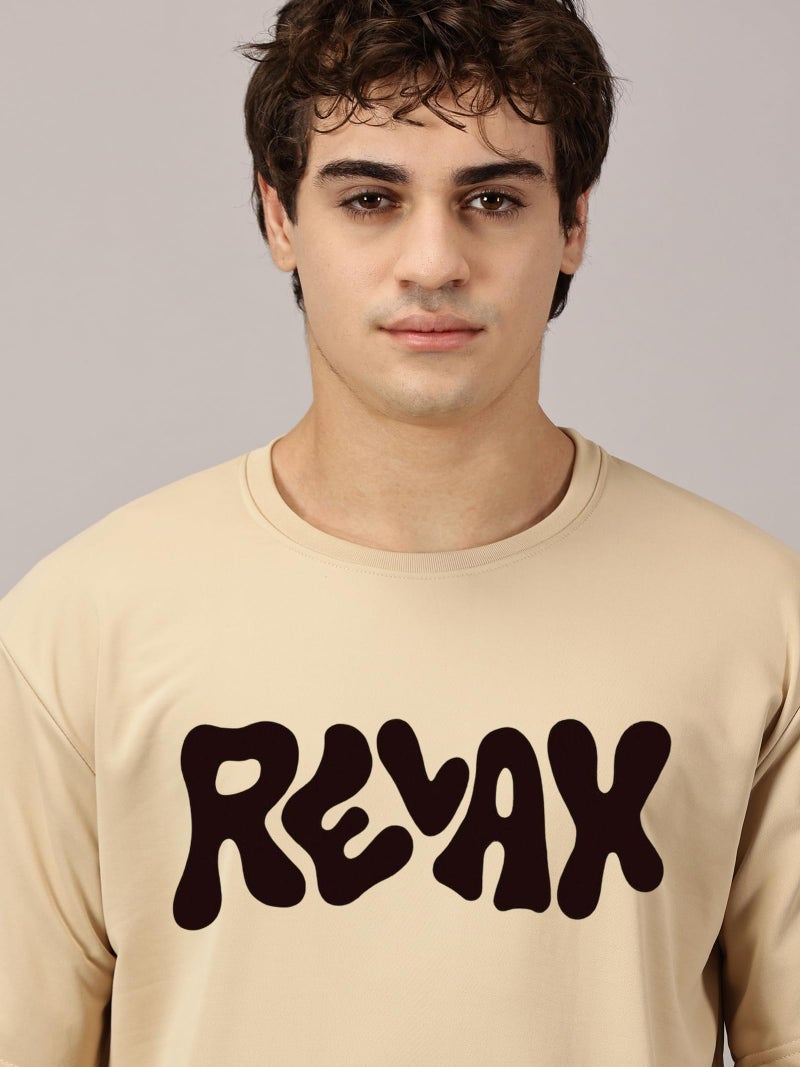 RodZen Men's Cotton Round Neck Printed Oversized Loose Fit T-Shirt (in, Alpha, 2XL, Cream) - Image 3