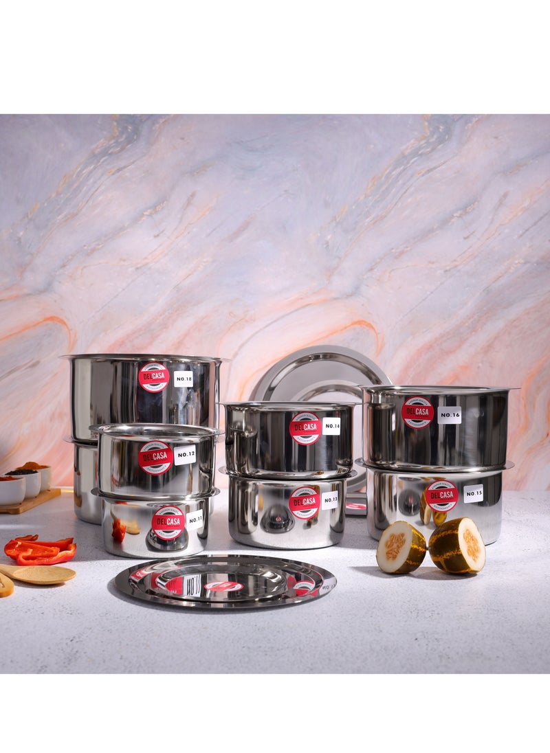 DELCASA Stainless Steel Tope Set with Lid, 8pcs Tope & Lid DC2454  - Image 1
