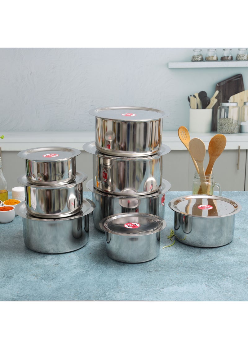 DELCASA Stainless Steel Tope Set with Lid, 8pcs Tope & Lid DC2454  - Image 3