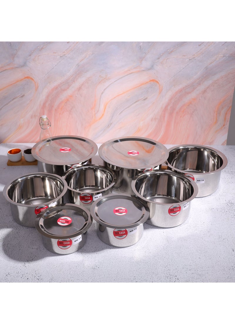 DELCASA Stainless Steel Tope Set with Lid, 8pcs Tope & Lid DC2454  - Image 2