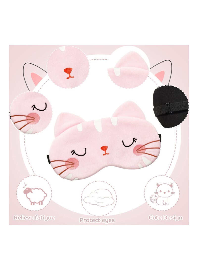 KASTWAVE 3 Pcs Sleeping Eye Masks, Cat Face Eye Masks, Cute Cartoon Travel Shading, Lightweight Nighttime Super Soft and Fun Eye Masks for Kids Boys and Girls (White+Pink+Grey) - Image 5