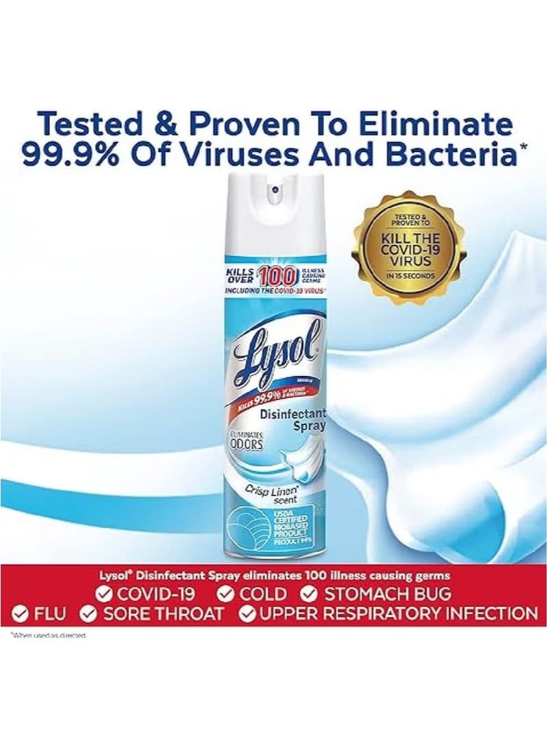 Lysol Professional Disinfectant Spray – Crisp Linen Scent, Kills 99.9% of Germs, Fresh Odor Eliminator for Home & Office , 19 oz - Image 3