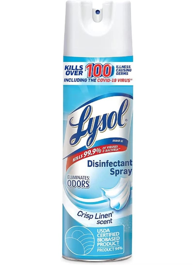 Lysol Professional Disinfectant Spray – Crisp Linen Scent, Kills 99.9% of Germs, Fresh Odor Eliminator for Home & Office , 19 oz - Image 1