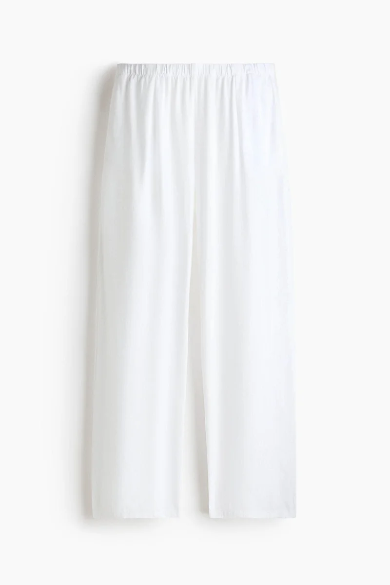 H&M  Wide linen-blend trousers for Women | Best Price UAE