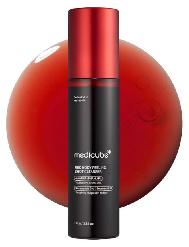 ميديكيوب ميديكوب رِد بودي بيلينغ شوت، سبراي تقشير للجسم بأحماض AHA + BHA لبشرة ناعمة وجاهزة للصيف، يعالج البشرة شبيهة بالفراولة، والنتوءات والحبوب، 3.88 أونصة سائلة - Image 1