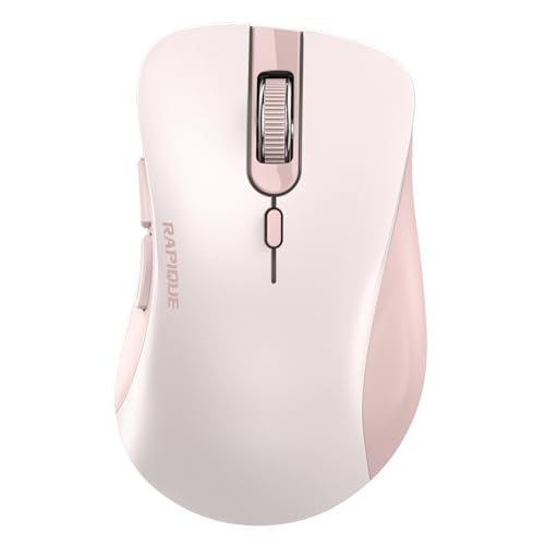RAPIQUE Bluetooth Wireless Mouse Dual Bluetooth 24 GHz USB Receiver Ergonomic Design Quiet Clicks Low Power MultiDevice Compatibility for MacBook Laptop Computer iPad AirPro Pink - Image 1