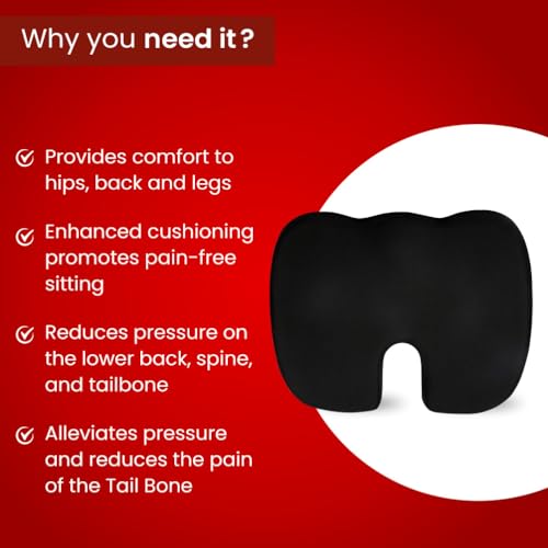 Dr. Ortho Dr.Ortho Coccyx Seat Cushion for Tailbone Pain Relief, Lower Back Pain Relief, Sciatica, Orthopedic Memory Foam Chair Cushion for Sitting for Home & Office Chair (Mesh Black) - Image 4