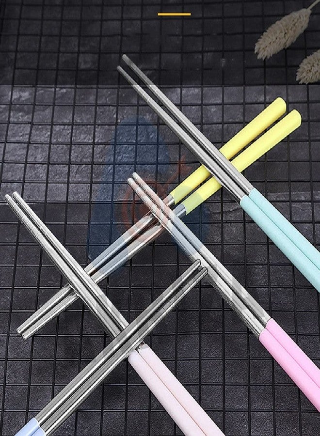 AKRIZA 5 Pair Stainless Steel Chopstick with PVC Hand Grip - Multicolor - Image 3
