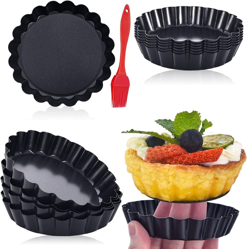 DATANYA 16 Pack Mini Tart Pans 4 Inch with Removable Bottom Round Nonstick Quiche Pan, Heavy Duty Fluted Side Tart Molds for Pies, Mousse Cakes, Dessert Baking - Image 1