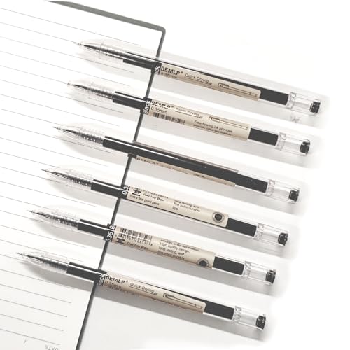 BEMLP Gel ink Pen 0.35mm Black Liquid Ink Rollerball Gel Pens Quick Drying fine point Pens Ballpoint Japanese Pens Premium School Office student Exam Writing Stationery Supply 12 Pcs/Set (Black) - Image 4