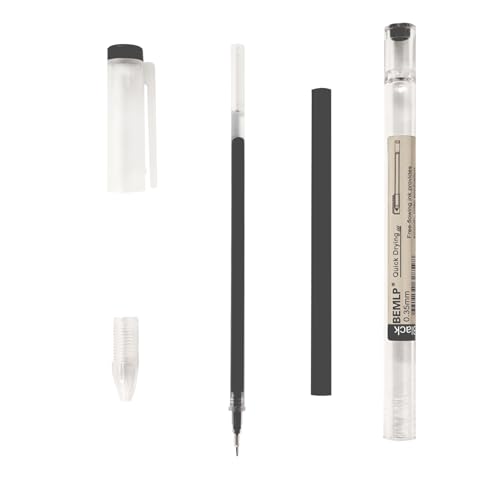 BEMLP Gel ink Pen 0.35mm Black Liquid Ink Rollerball Gel Pens Quick Drying fine point Pens Ballpoint Japanese Pens Premium School Office student Exam Writing Stationery Supply 12 Pcs/Set (Black) - Image 3