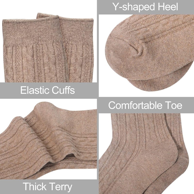 YSense Womens Wool Socks, Winter Boot Socks Stocking Stuffers Gifts for Women Men Warm Crew for Hiking - Image 4