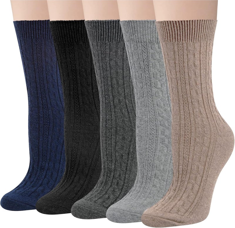 YSense Womens Wool Socks, Winter Boot Socks Stocking Stuffers Gifts for Women Men Warm Crew for Hiking - Image 1