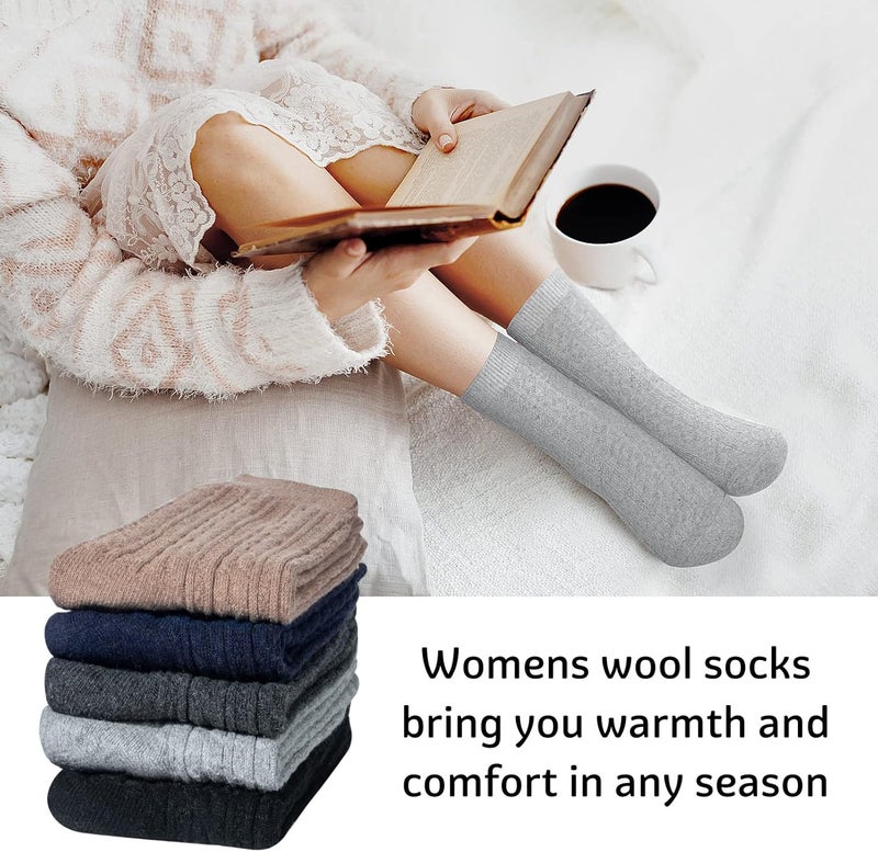 YSense Womens Wool Socks, Winter Boot Socks Stocking Stuffers Gifts for Women Men Warm Crew for Hiking - Image 2