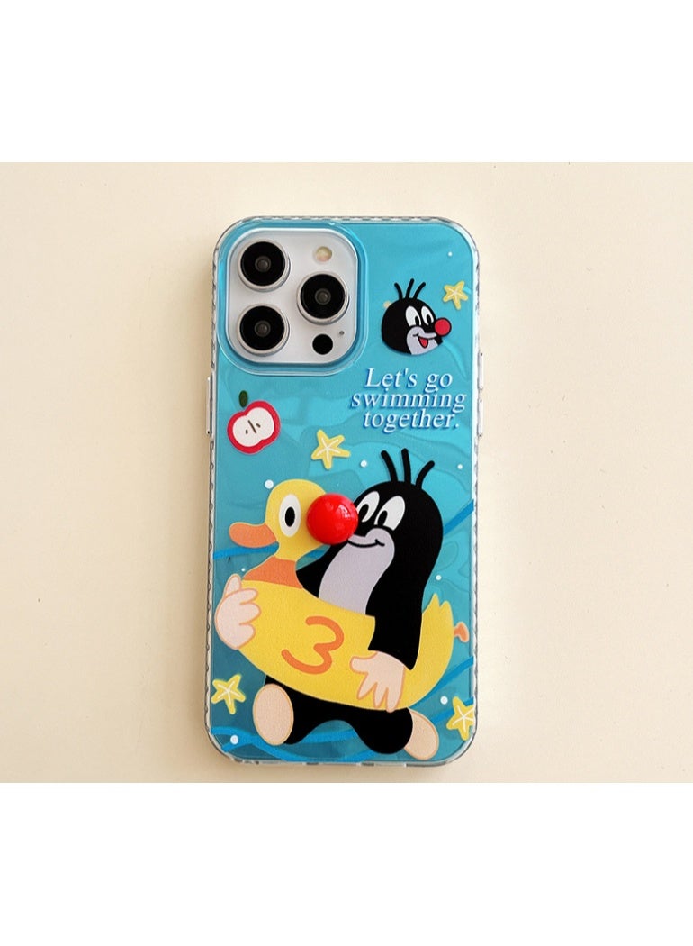 NIBEMINENT Little Mole Cute Protective TPU Case Cover For iPhone 16 Pro - Image 1