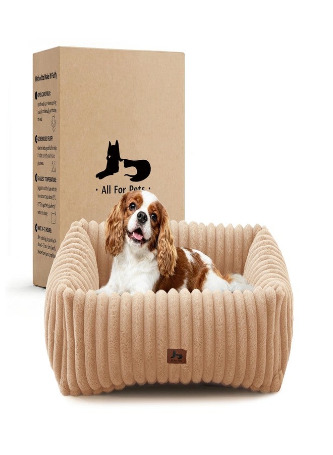 Warmrest Washable Dog Bed Small Medium Size Dog, Rectangle Orthopedic Pet Bed for Car and Indoor,Fluffy Memory Foam Dog Beds with Anti-Slip Bottom,Camel(25x21x7inchs) - Image 1