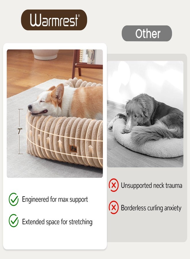 Warmrest Washable Dog Bed Small Medium Size Dog, Rectangle Orthopedic Pet Bed for Car and Indoor,Fluffy Memory Foam Dog Beds with Anti-Slip Bottom,Camel(25x21x7inchs) - Image 4