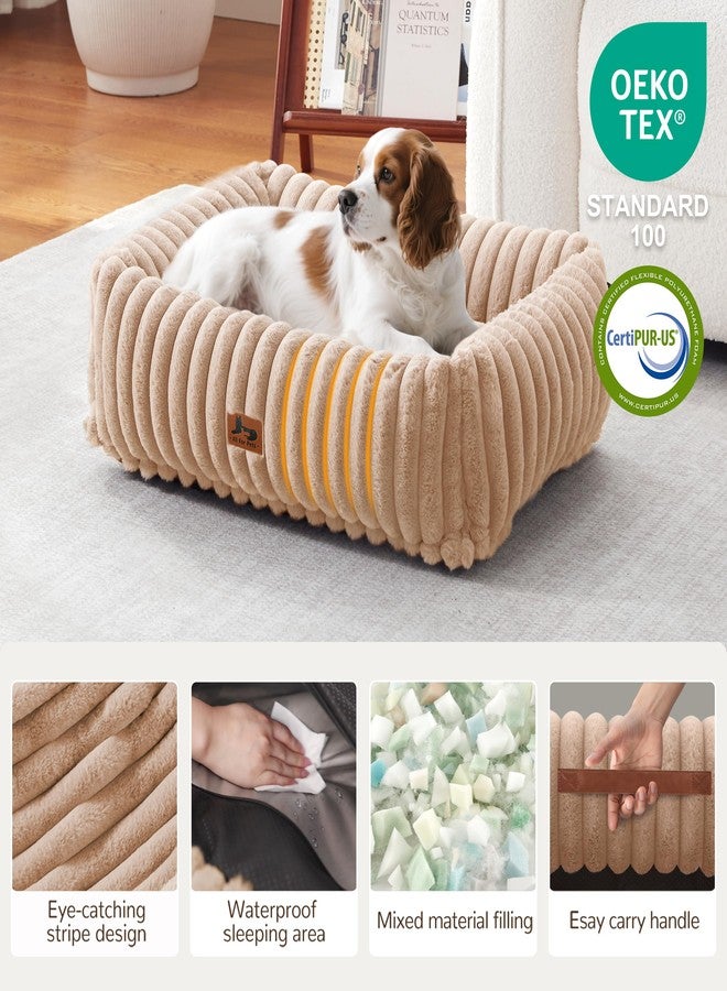 Warmrest Washable Dog Bed Small Medium Size Dog, Rectangle Orthopedic Pet Bed for Car and Indoor,Fluffy Memory Foam Dog Beds with Anti-Slip Bottom,Camel(25x21x7inchs) - Image 2