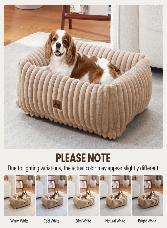 Warmrest Washable Dog Bed Small Medium Size Dog, Rectangle Orthopedic Pet Bed for Car and Indoor,Fluffy Memory Foam Dog Beds with Anti-Slip Bottom,Camel(25x21x7inchs) - Image 3