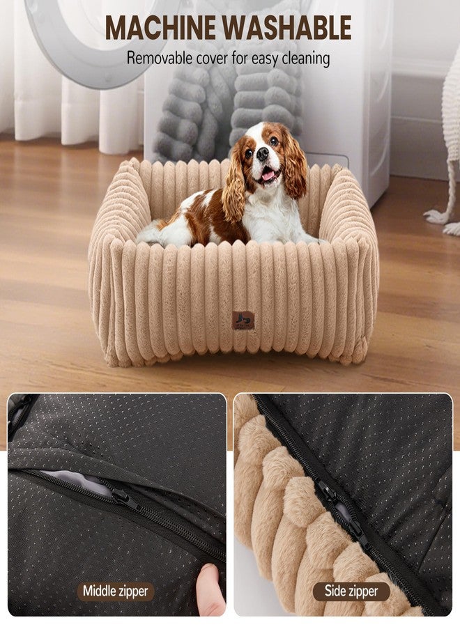 Warmrest Washable Dog Bed Small Medium Size Dog, Rectangle Orthopedic Pet Bed for Car and Indoor,Fluffy Memory Foam Dog Beds with Anti-Slip Bottom,Camel(25x21x7inchs) - Image 5