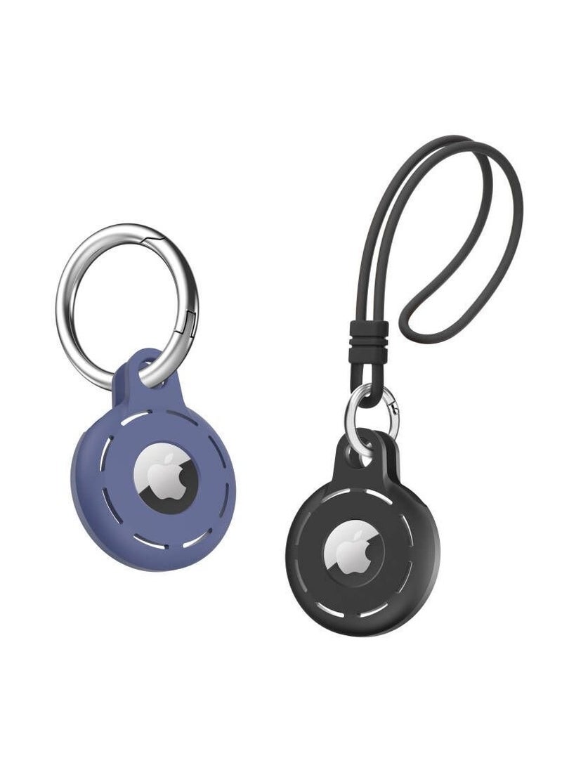 LESHP AirTag Holder Soft Silicone Case 2 Pack with Keychain Accessories for Easy Attachment to Wallets Keys and Pet Collars  - Image 1
