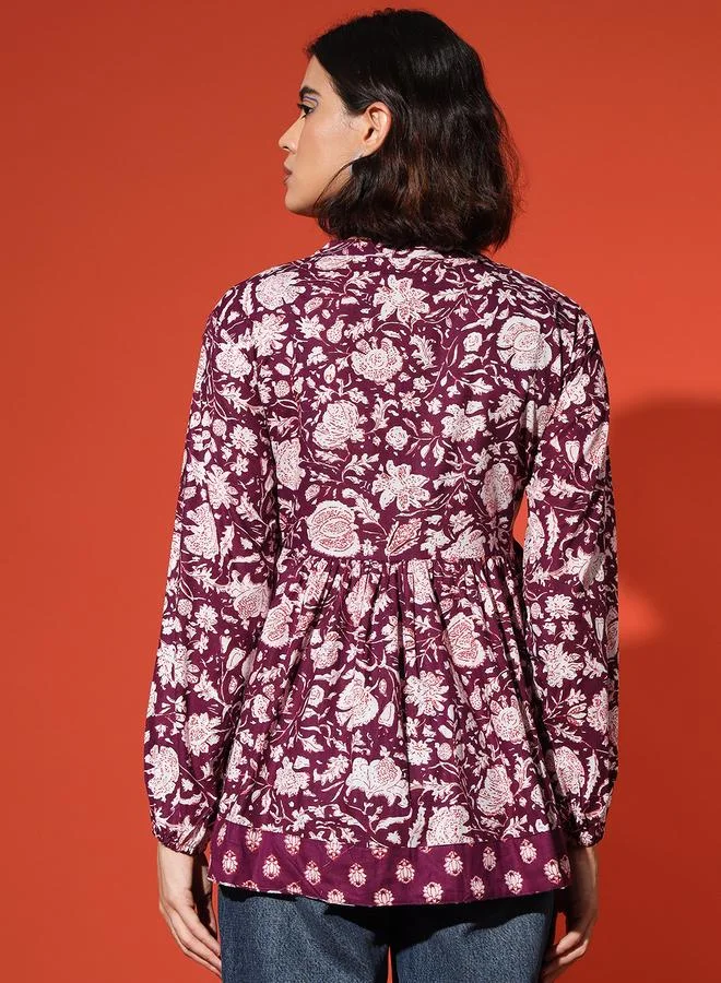Take Two Printed Purple Tunic Top By The Dry State