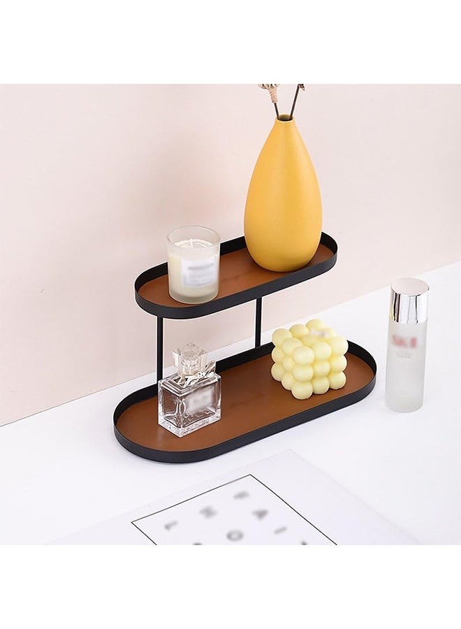 Peachjoy Serving Tray Dining Tray Double-Layer Storage Tray Aromatherapy Candle Tray Cake Jewelry Display Tray Desktop Storage Double-Layer Tray Trays for Serving Food(B,Medium)  - Image 5