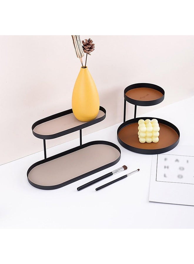 Peachjoy Serving Tray Dining Tray Double-Layer Storage Tray Aromatherapy Candle Tray Cake Jewelry Display Tray Desktop Storage Double-Layer Tray Trays for Serving Food(B,Medium)  - Image 4