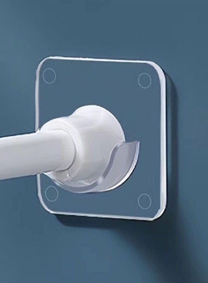 4 Adhesive Brackets, Suitable for Wall-Mounted Adhesive Shower Rod Holders, Transparent Tension Brackets  - Image 1