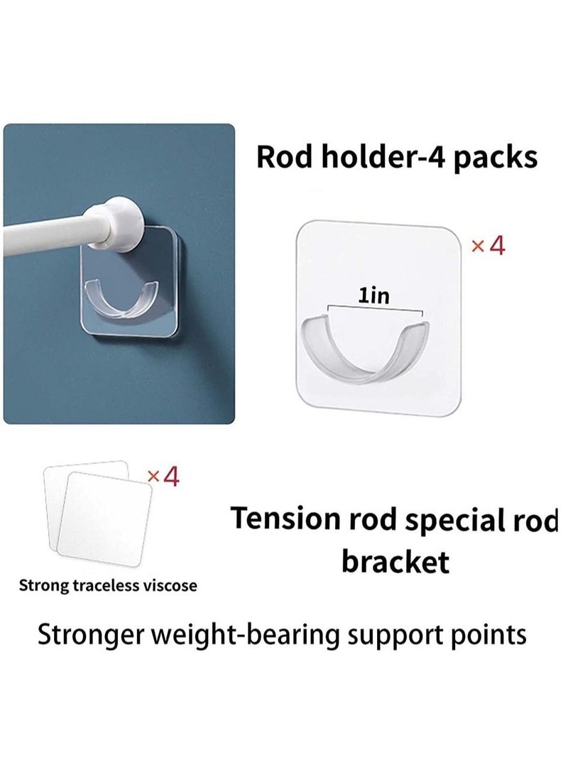 4 Adhesive Brackets, Suitable for Wall-Mounted Adhesive Shower Rod Holders, Transparent Tension Brackets  - Image 2