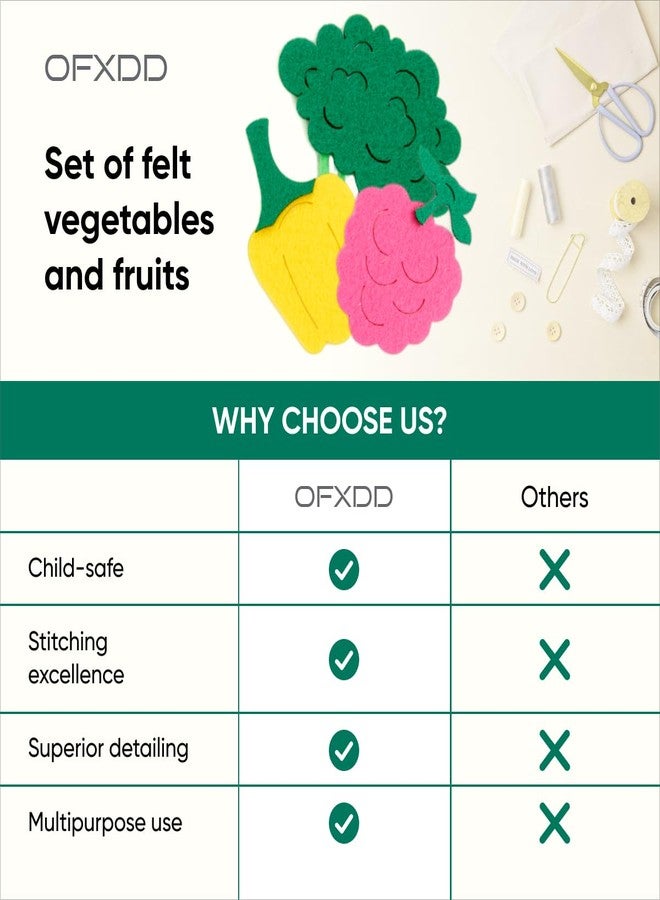 OFXDD Felt Vegetables & Fruits Set - Felt Figures for Learning - Felt Pieces for Decoration, Crafts, DIY Projects - Image 4
