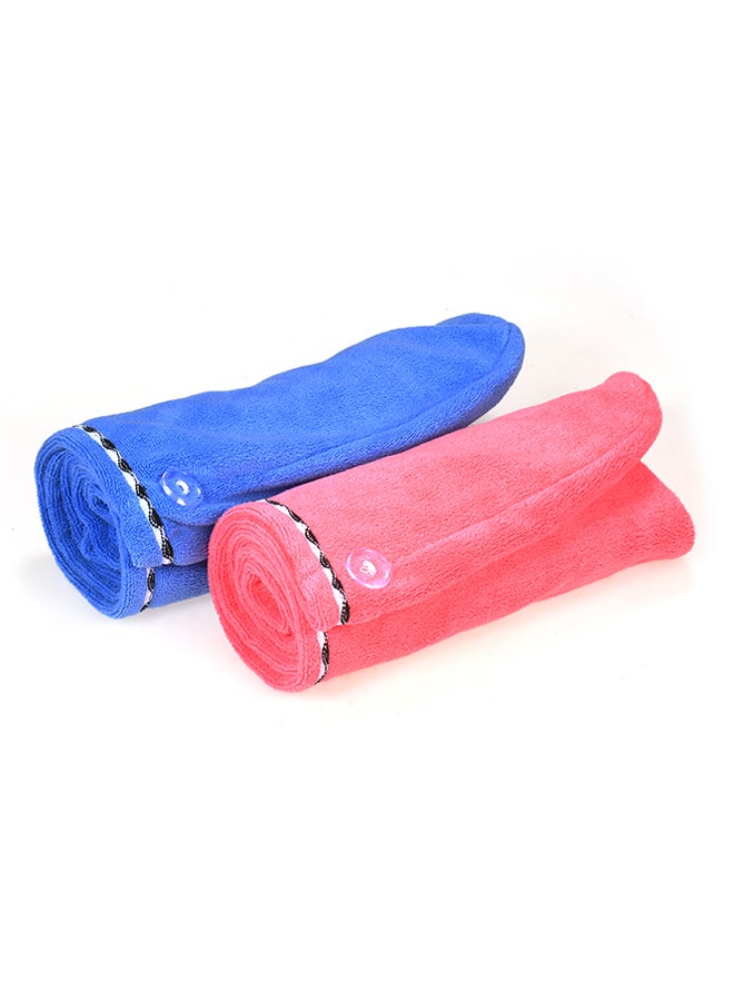 Pack of 2 Hair Towel Set Blue/Pink - Image 3
