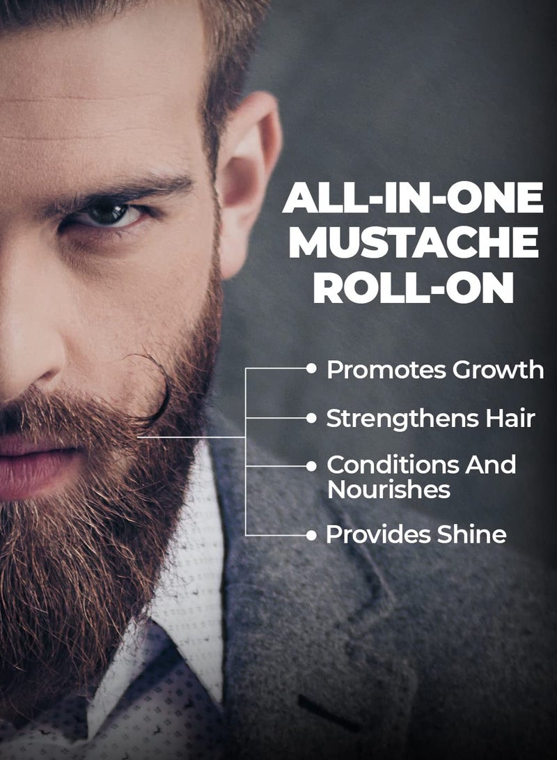 BEARDO Mustache Growth Roll On 8 ml - Stimulates Hair follicles - enriched of Almond & Coconut Oil - Image 3