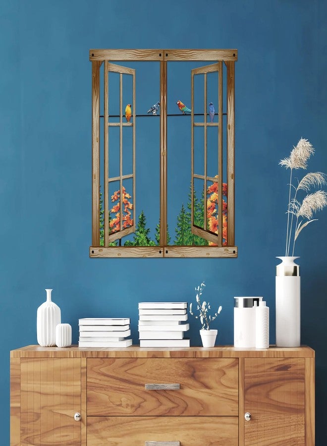 Resama Metal Wall Art Birds In the Window Landscape Wall Hanger,Mountain and Forest Nature Metal Wall Decor,Unique Large Wall Decor, İnterior Design Housewarming Gift (Colorful, Large) - Image 2