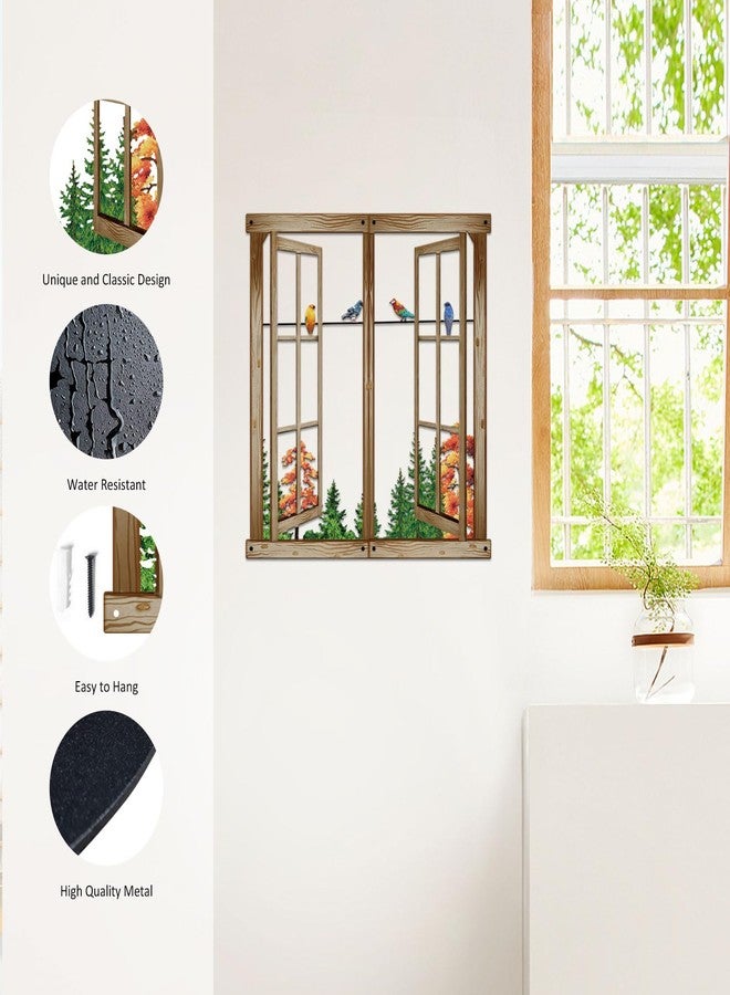 Resama Metal Wall Art Birds In the Window Landscape Wall Hanger,Mountain and Forest Nature Metal Wall Decor,Unique Large Wall Decor, İnterior Design Housewarming Gift (Colorful, Large) - Image 4