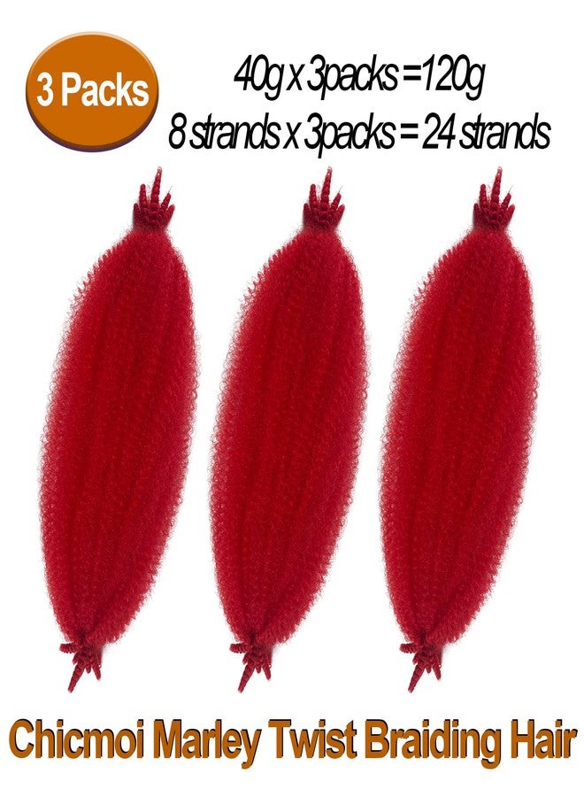 Chicmoi Marley Twist Braiding Hair Red Cuban Twist Hair Springy Afro Twist Hair 16 Inch Red Kinky Curly Braiding Hair 3 Packs Pre-Fluffed Spring Twist Hair Red Wrapping for Locs (16in 3P Red)… - Image 3