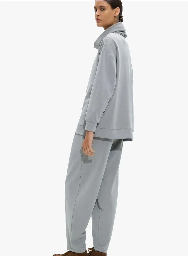 PARFOIS Grey Sweatshirt with high neck and soft touch for Women | Best Price UAE