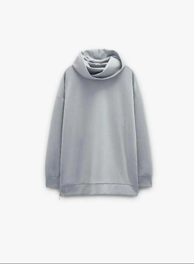 PARFOIS Grey Sweatshirt with high neck and soft touch for Women | Best Price UAE