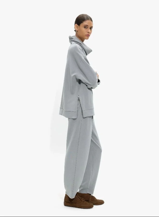 PARFOIS Grey Sweatshirt with high neck and soft touch for Women | Best Price UAE