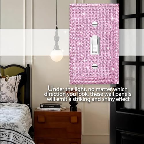 Gaocai Silver Shiny Pink Rhinestones Light Switch Cover Plate Decorative Wall Plate Rhinestones Single Light Switch Cover - Image 4
