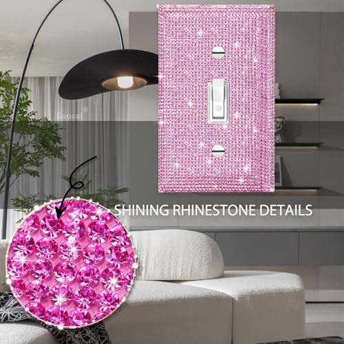 Gaocai Silver Shiny Pink Rhinestones Light Switch Cover Plate Decorative Wall Plate Rhinestones Single Light Switch Cover - Image 3