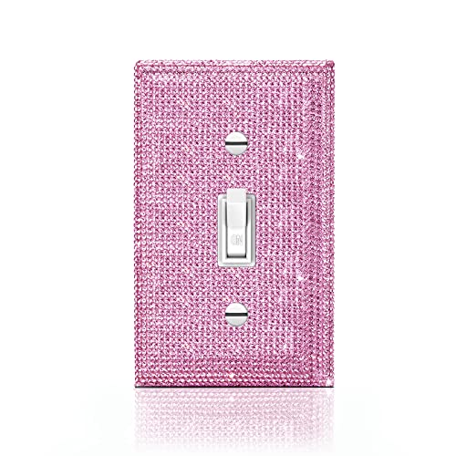 Gaocai Silver Shiny Pink Rhinestones Light Switch Cover Plate Decorative Wall Plate Rhinestones Single Light Switch Cover - Image 1
