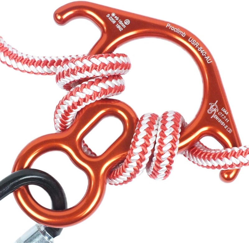 ProClimb 40kN Fall Rescue Big 8 Aluminum Descender with Bent-Ears Rappelling Gear Belay Device (Orange) - Image 1